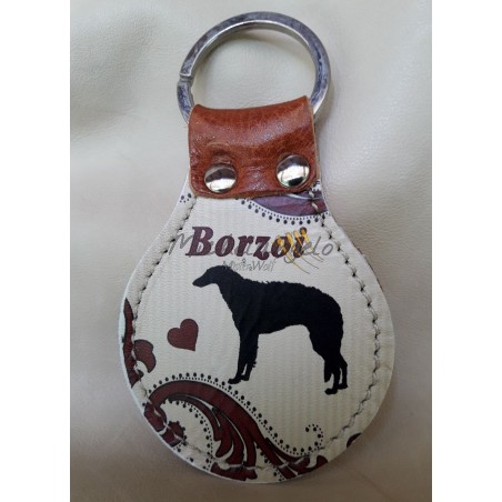 Barzoi leather keychain  