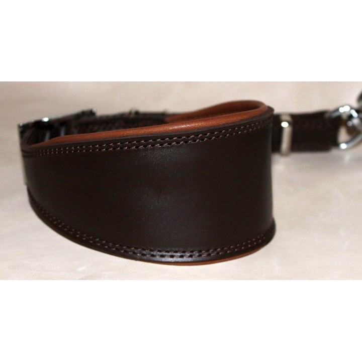 greyhound collar and leash in leather with buckle and swivel