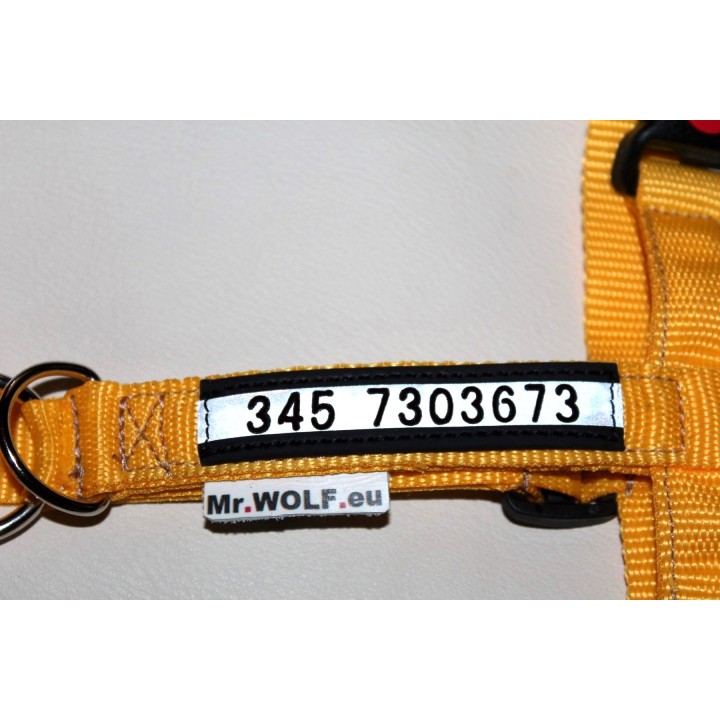 telephone number engraved for harness