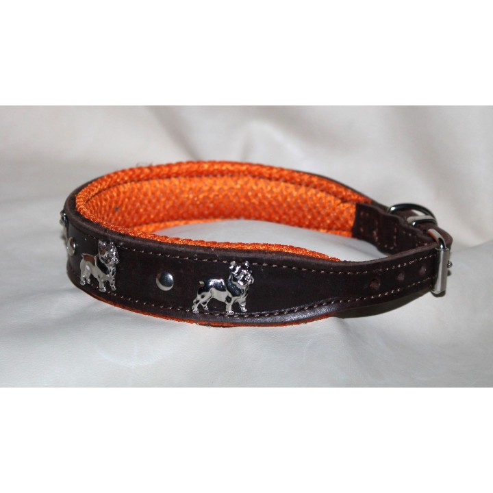 leather collar for Bouledogue Francais