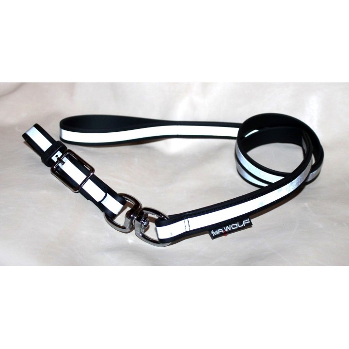 leash in biothane reflecting whith buckle