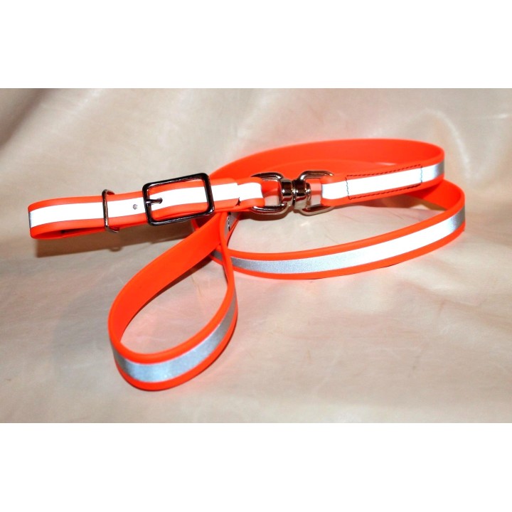 leash in biothane reflecting whith buckle