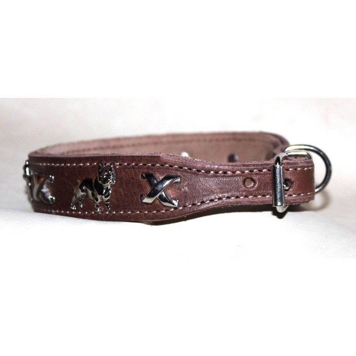 leather collar for Bouledogue Francais