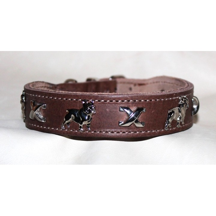 leather collar for Bouledogue Francais