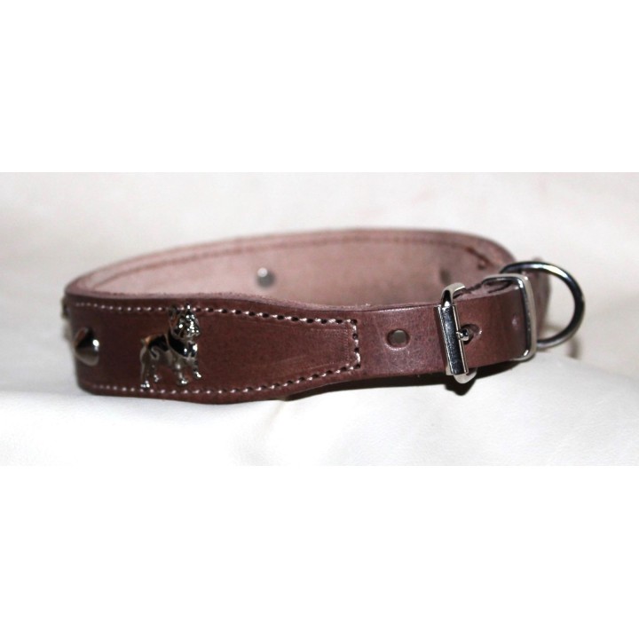 leather collar for Bouledogue Francais