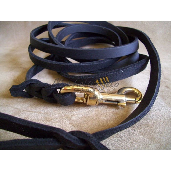 Soft Leather long leash with handle