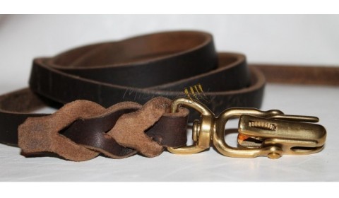 Leather leashes with quick release brass snap hook